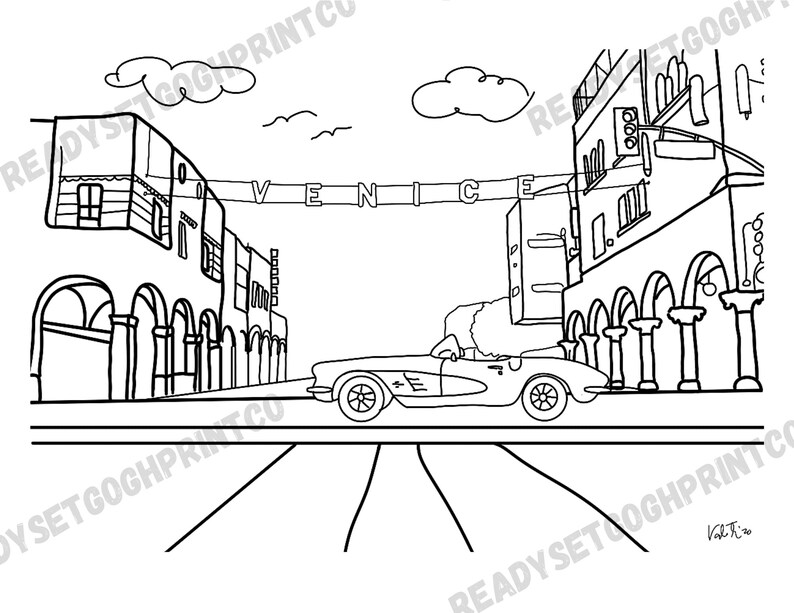 Los Angeles Printable Coloring Pages Illustrations PDF - Etsy.de