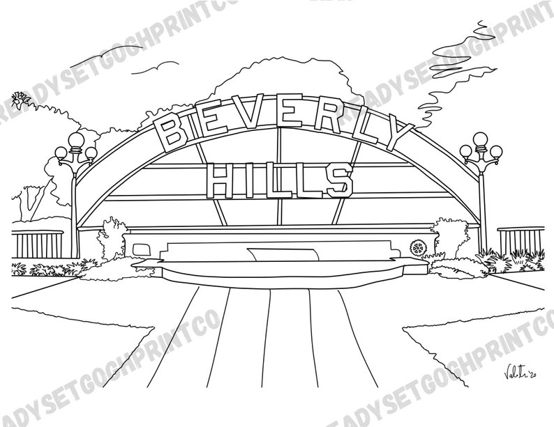 Los Angeles Printable Coloring Pages Illustrations PDF - Etsy.de