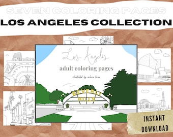 Los Angeles Coloring Pages: LA Landmarks Printable Illustrations (PDF)