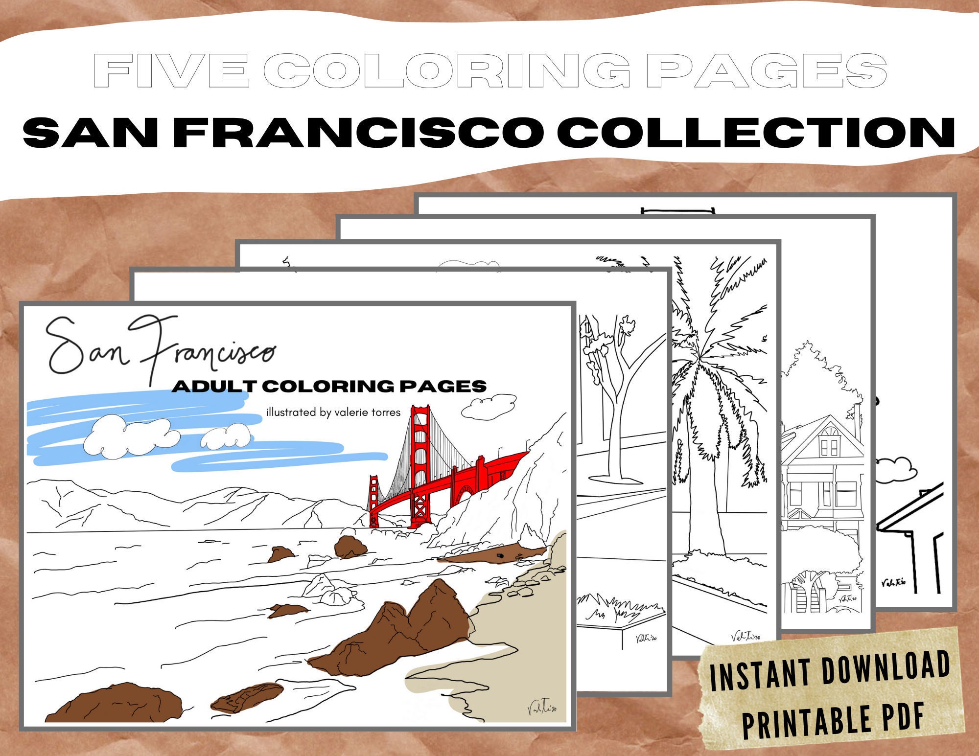 San Francisco Printable Coloring Book Instant Download 5 - Etsy Nederland