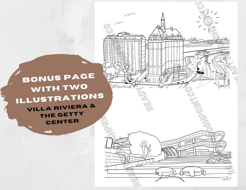 Los Angeles Printable Coloring Pages Illustrations PDF | Etsy