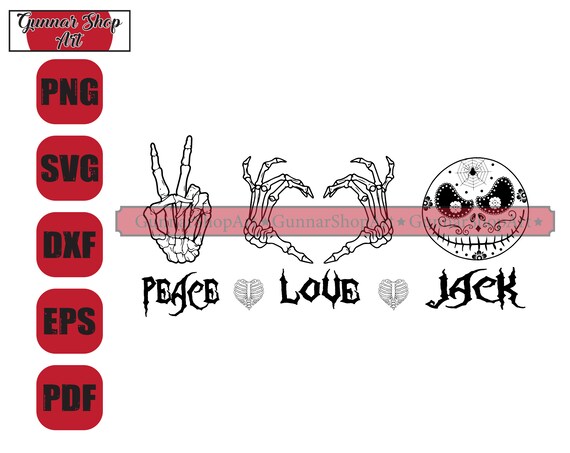 Download Peace Love Jack Skellington Svg Nightmare Before Christmas Etsy