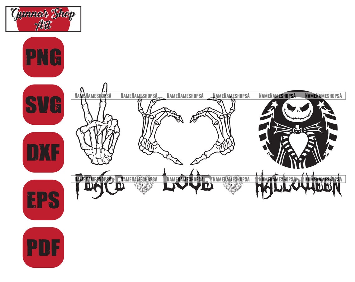 Download Peace Love Halloween SVG Jack skellington SVG The | Etsy