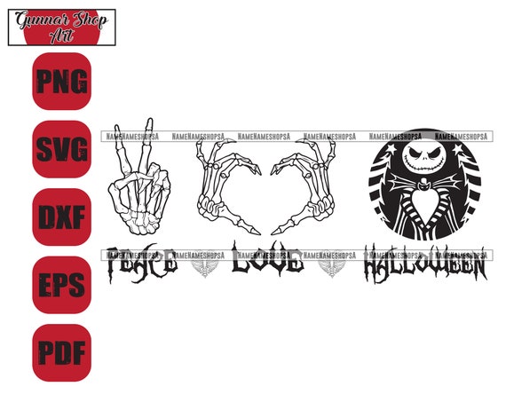 Download Peace Love Halloween Svg Jack Skellington Svg The Etsy
