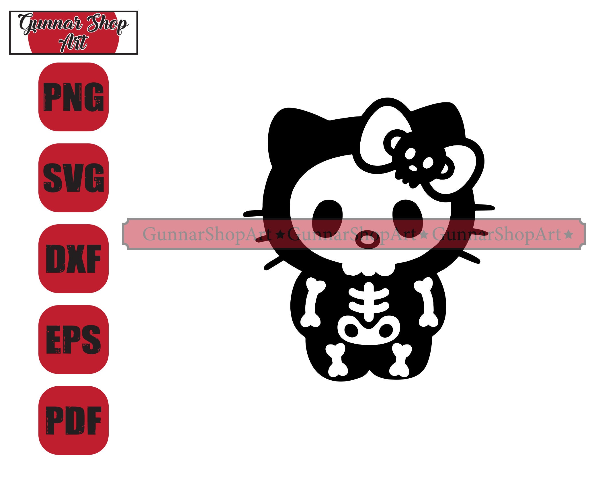 Hello Kitty SVG Hello Kitty Skeleton Halloween SVG Clipart | Etsy