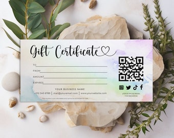 Rainbow Gift Certificate, Holiday Printable Gift Voucher, Gift Card Template, Rainbow Gift Certificate Template Instant Download Printable