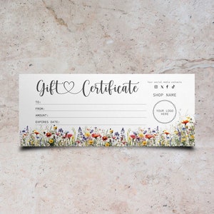 Wild Flower Gift Certificate Template Flower Bloom Gift Voucher Rose Flower Gift Card Template Colorful Floral Gift Certificate Template