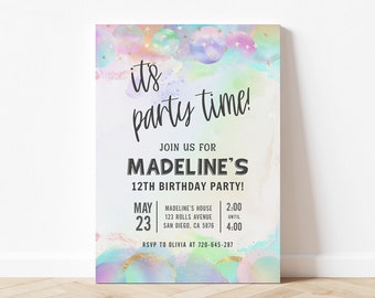 Bubble Soap Birthday Invitation Colorful Bubble Birthday Invitation Painting Art Invitation Paint Splatter Invitation Rainbow Thank You Tag