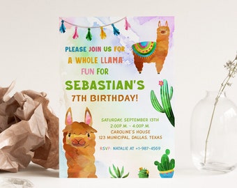 EDITABLE Alpaca Birthday Invitation Brown Llama Birthday Invitation Llama Birthday Theme Animals Birthday Invitation Llama Thank You Tag