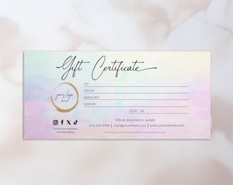 Rainbow Gift Certificate Template, Modern Rainbow Gift Voucher, Rainbow Gift Card Certificate Template, Colorful Gift Certificate Template