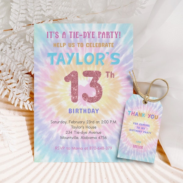 Tie Dye Invitation Etsy