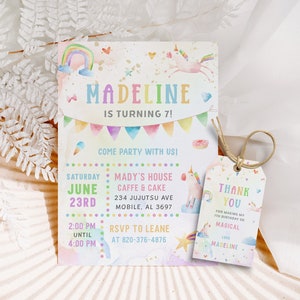 Unicorn Birthday Invitation Rainbow Birthday Invitation Rainbow Unicorn Birthday Themed Unicorn Invite Magical Birthday Invitation for Girls
