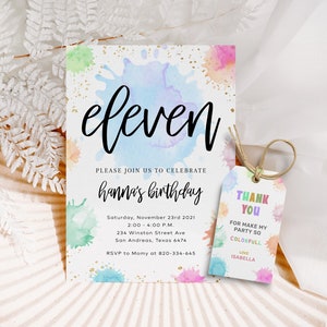 Painting Splash Birthday Invitation Painting Invitation Party Art Party Invite Rainbow Painting Invite Splatter Invite Text message Invite