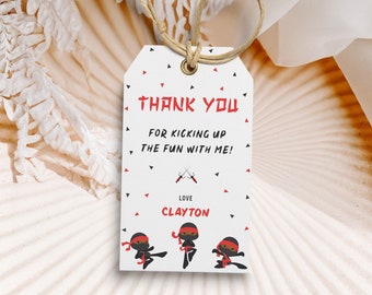 Ninja Birthday Thank You Tag Ninja Karate Favor Tag Ninja Birthday Thank You Gift Tag Karate Birthday Favor Tag Editable Ninja Gift Tag