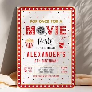 Editable Movie Birthday Invitation Template: Cinema Ticket Party (Digital Download)