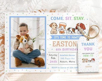 Cute Puppy Birthday Invitation Dog Birthday Invitation Lets Pawty Birthday Invitation for Kids Dog Paw Birthday Party Invitation