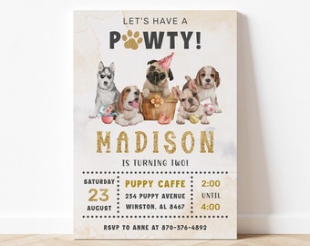 Dog Birthday Invitation Puppy Birthday Invitation Dog Birthday Party Puppy Party Invitation Let's Pawty Invitation Pet Birthday Invitation