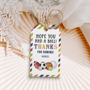 Sport Dankeschön Tag Vorlage, Sport Party Geschenkanhänger, Fußball Geburtstag Dankeschön Tag, Baseball Dankeschön Tag, Basketball Dankeschön Tag, Printable