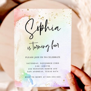 Rainbow Party Invitation Template Rainbow Art Invitation Editable Rainbow Painting Party Invite Paint Splash Invite Thank You Tag Printable