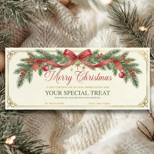 Editable Christmas Gift Certificate Template, Personalized Gift Certificate, Digital Gift Voucher, Digital Gift Card, Canva Template