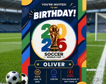Editable World Cup 2026 Birthday Invitation Template, Soccer Football Party Invite, Canva Editable Digital Download, Kids Boy Birthday