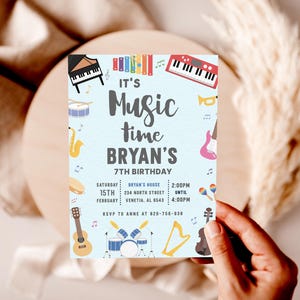Editable Music Birthday Invitation Template (Instant Download)