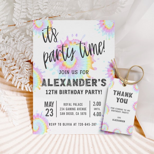 Tie Dye Birthday Invitation Template Tie Dye Birthday Party Themed Rainbow Tie Dye Party Birthday Invitation Tie Dye Birthday Party