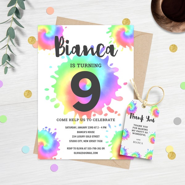 Tie Dye Invitation Etsy