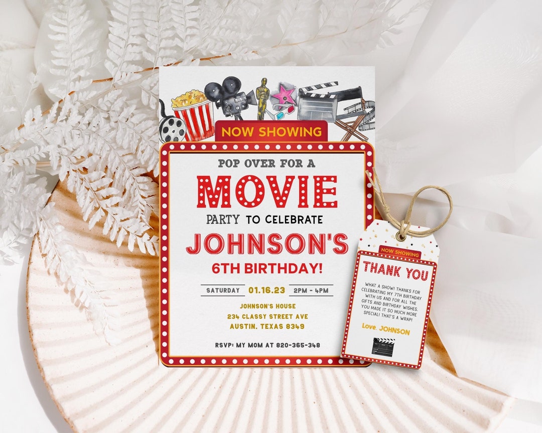 Editable Movie Party Invitation Template Movie Ticket Invitation Movie ...