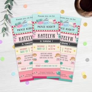 Movie Night Birthday Invitation Template: Editable Cinema Party Invite (Digital Download 3x7 Inches)