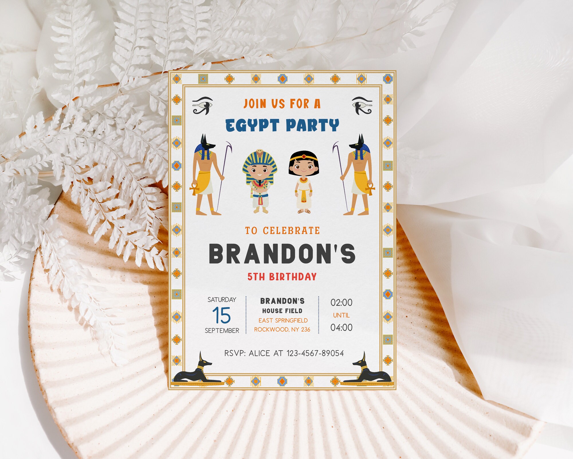 Pharoh Themed Party Invitations