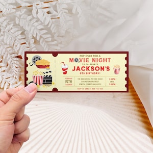 Editable Movie Ticket Birthday Invitation, Cinema Party (Digital Download)
