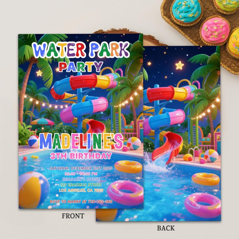 Editable Waterslide Birthday Invitation Template Printable Water