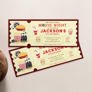 Editable Movie Ticket Birthday Invitation: Cinema Party (Digital Download)