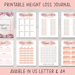 BEWERKBARE Dagelijkse Gewichtsverlies Tracker Afdrukbaar Gewichtsverlies Journal Fitness voortgang Gewichtsverlies Grafiek Afslankplanner INSTANT DOWNLOAD
