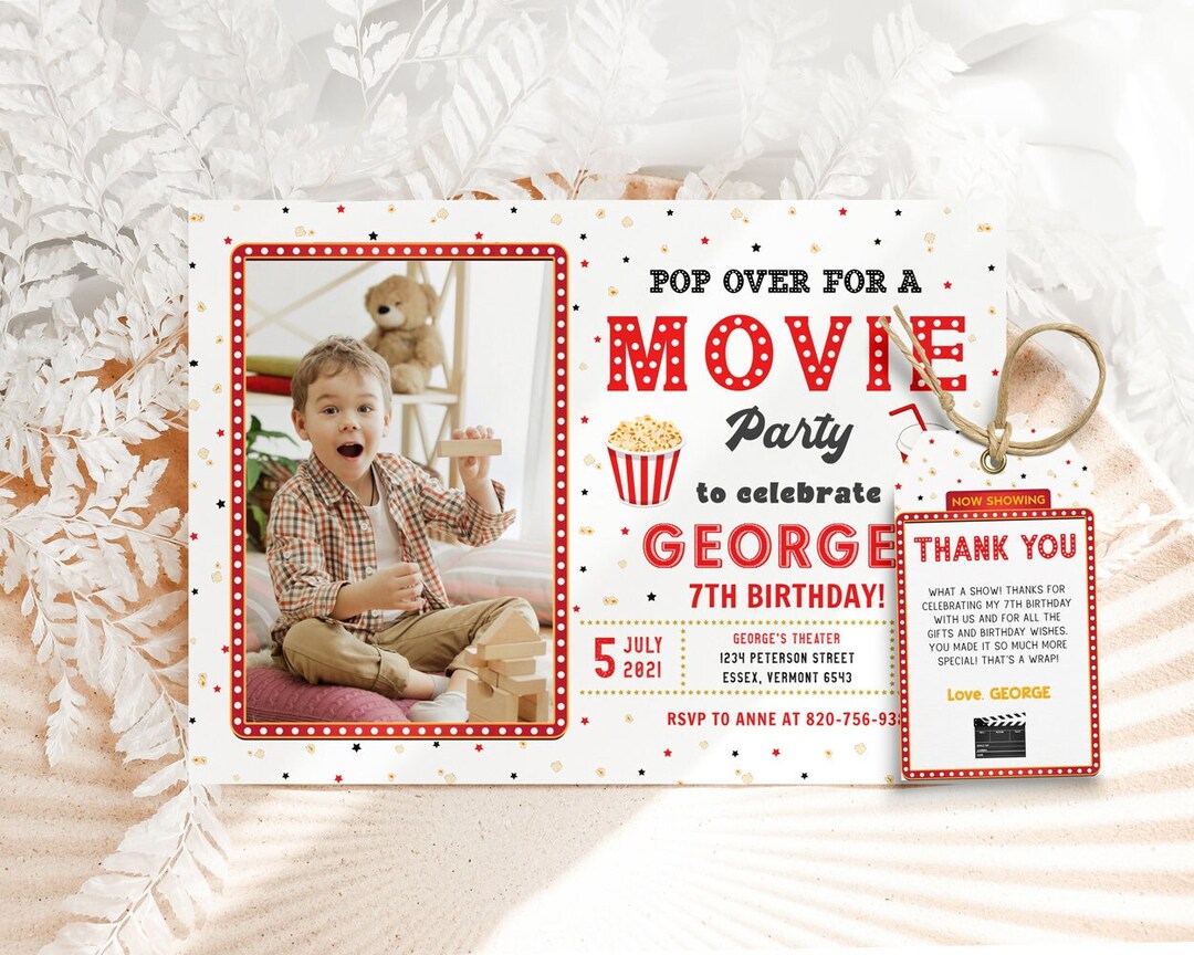 Editable Movie Birthday Invitation Template, Cinema Party Invite, Film ...