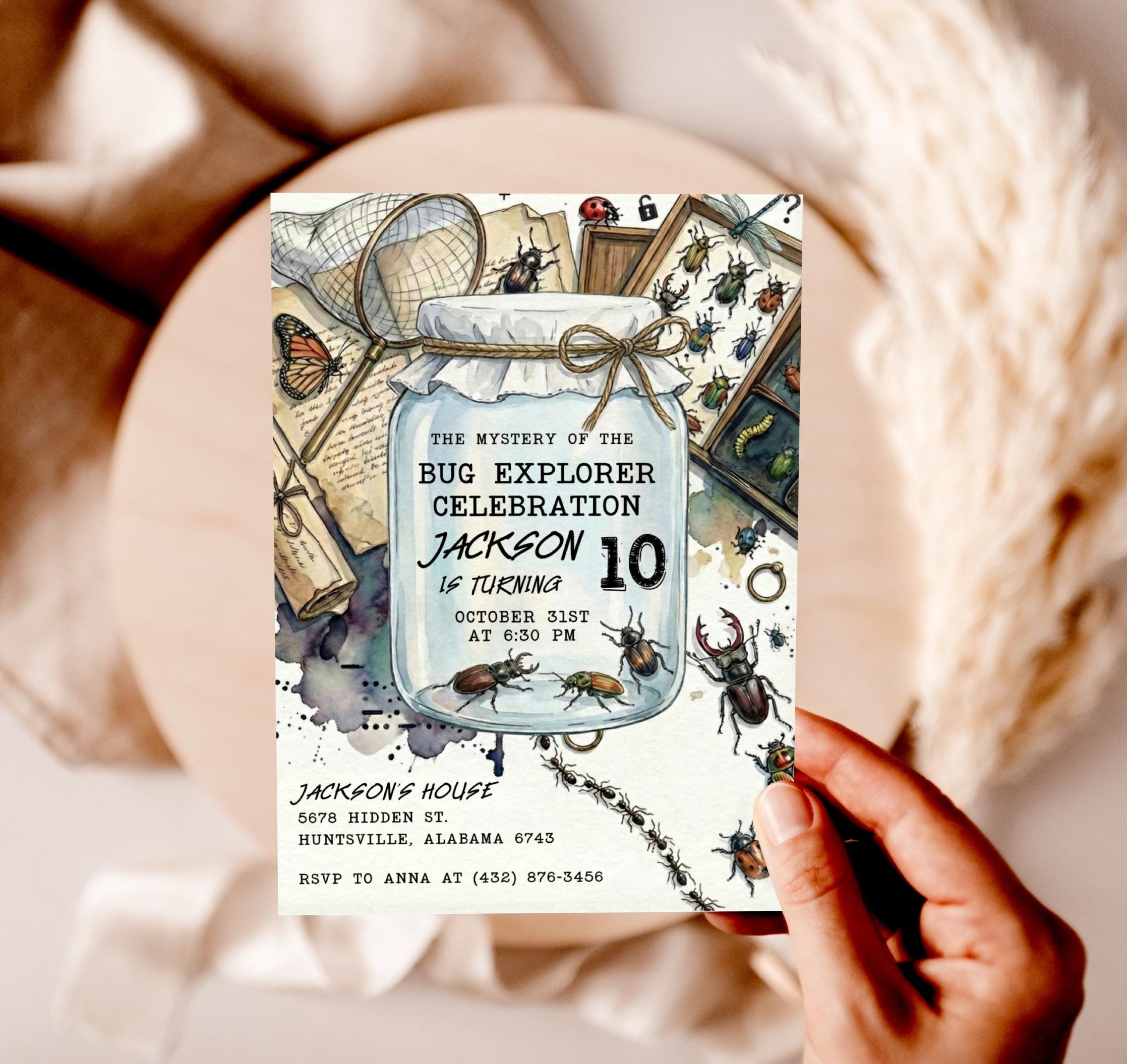 Editable Bug Birthday Invitation Template | Insect Party Bug Hunt ...