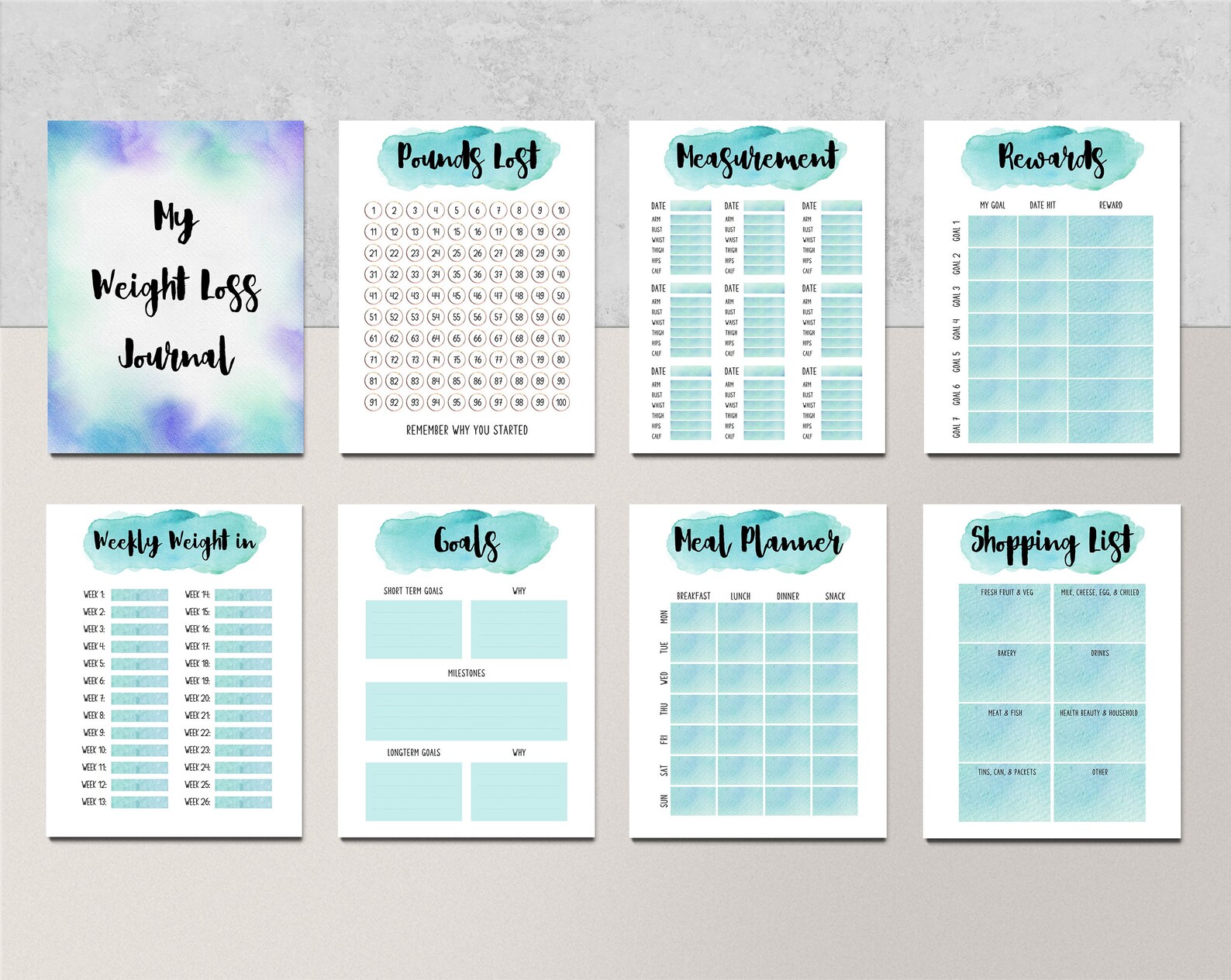PRINTABLE Weight Loss Journal and Tracker Fitness Progress Etsy Singapore