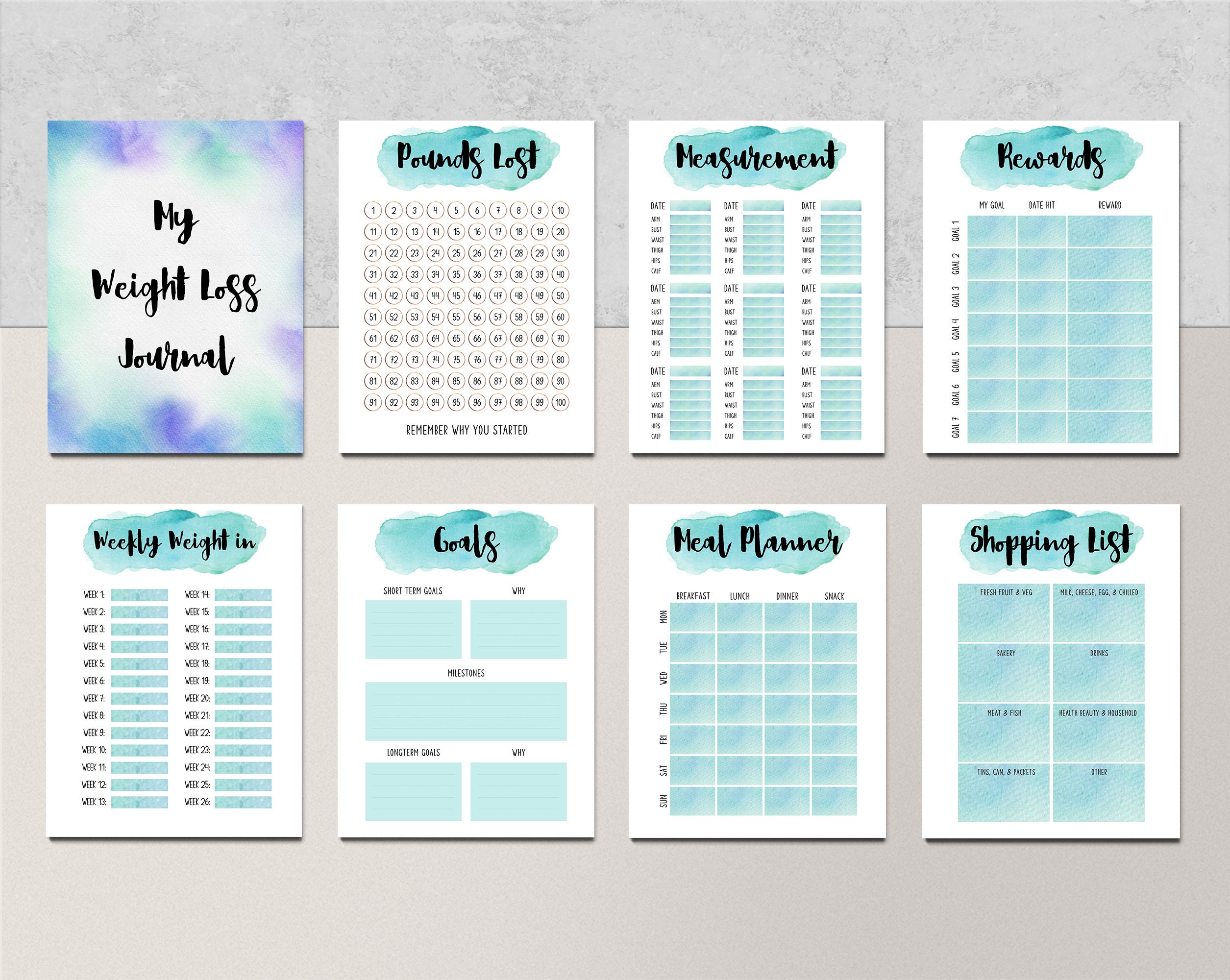 Printable Weight Loss Tracker: Downloadable Journal in PDF, PNG, and JPG  Formats to Track Your Progress · InkPx