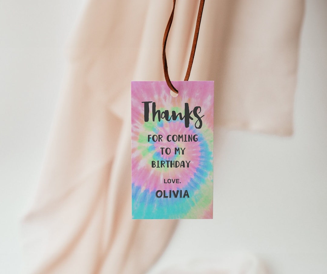 Tie Dye Birthday Favor Tag Template Rainbow Tie Dye Favor Tag Tie Dye