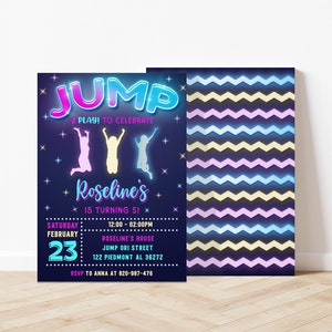 Jump Birthday Invitation Neon Jumping Birthday Party Invitation ...
