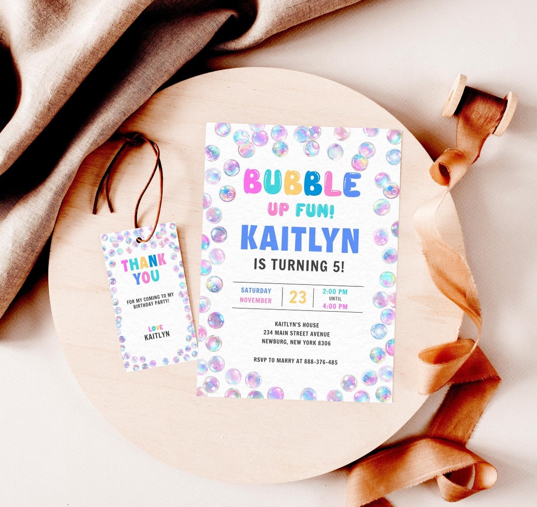 Bubble Birthday Invitation Template, Bubble of Fun Birthday Party ...