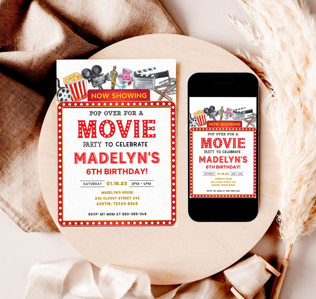 Movie Party Invitation Template Movie Ticket Invitation Movie Night ...