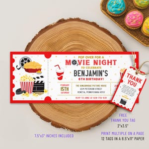 Movie Ticket Birthday Invitation Template: Cinema Party Invite (Digital Download)