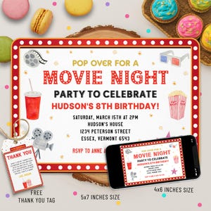 Movie Birthday Invitation Template: Cinema Ticket Party (Digital Download 5x7, 4x6)