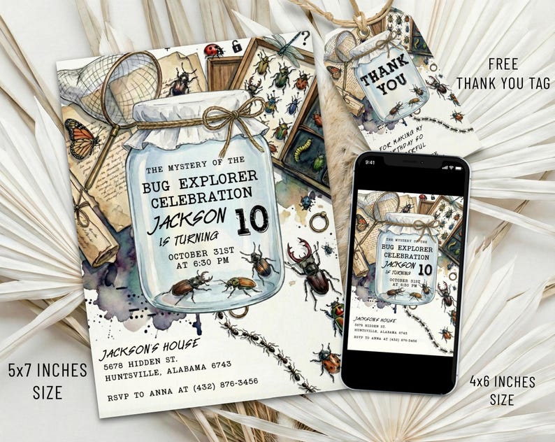 Editable Bug Birthday Invitation Template | Insect Party Bug Hunt ...