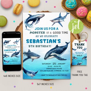 Dive into the fun with this Editable Whale Shark Birthday Invitation Template! Perfect for an undersea or nautical-themed party, this invite features playful marine creatures like whale sharks and dolphins, setting the stage for an unforgettable celebration. Complete with a matching "Thank You" tag, it’s easy to edit and personalize for any age. Instantly downloadable and printable, this template makes planning your ocean-inspired party a breeze. Make waves—get yours today!