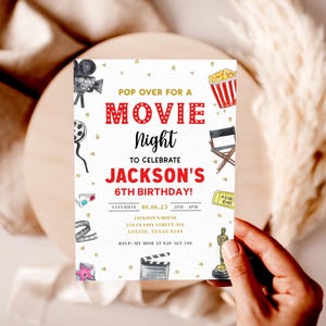 Movie Night Birthday Invitation Template: Cinema Party Invite (Digital Download)