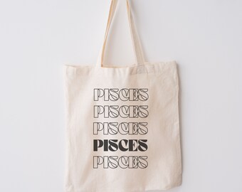 Pisces Astrology Zodiac Cotton Canvas Tote Bag