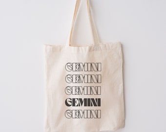 Gemini Astrology Zodiac Cotton Canvas Tote Bag